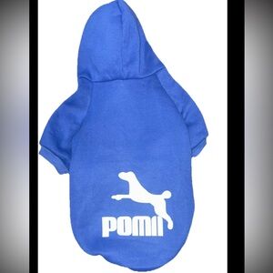 Dog Hoodie Blue/White Poma Graphic XL NWOT